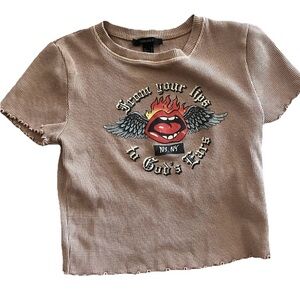 Forever 21 Brown Kids Tee with Graphic Print